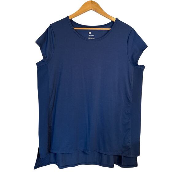 all in motion Women's Cap Sleeve Relaxed Hi-Low Pullover T-Shirt Size 2XL Navy - Picture 1 of 5